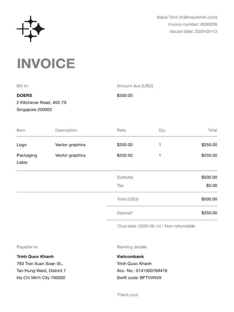 Mack&Doers Invoice 2020 | PDF