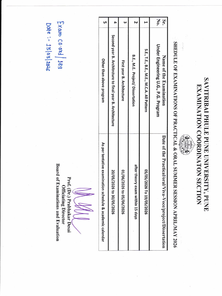 Engineering Practical Oral Schedule Summer Session 2026 - 20260313 ...