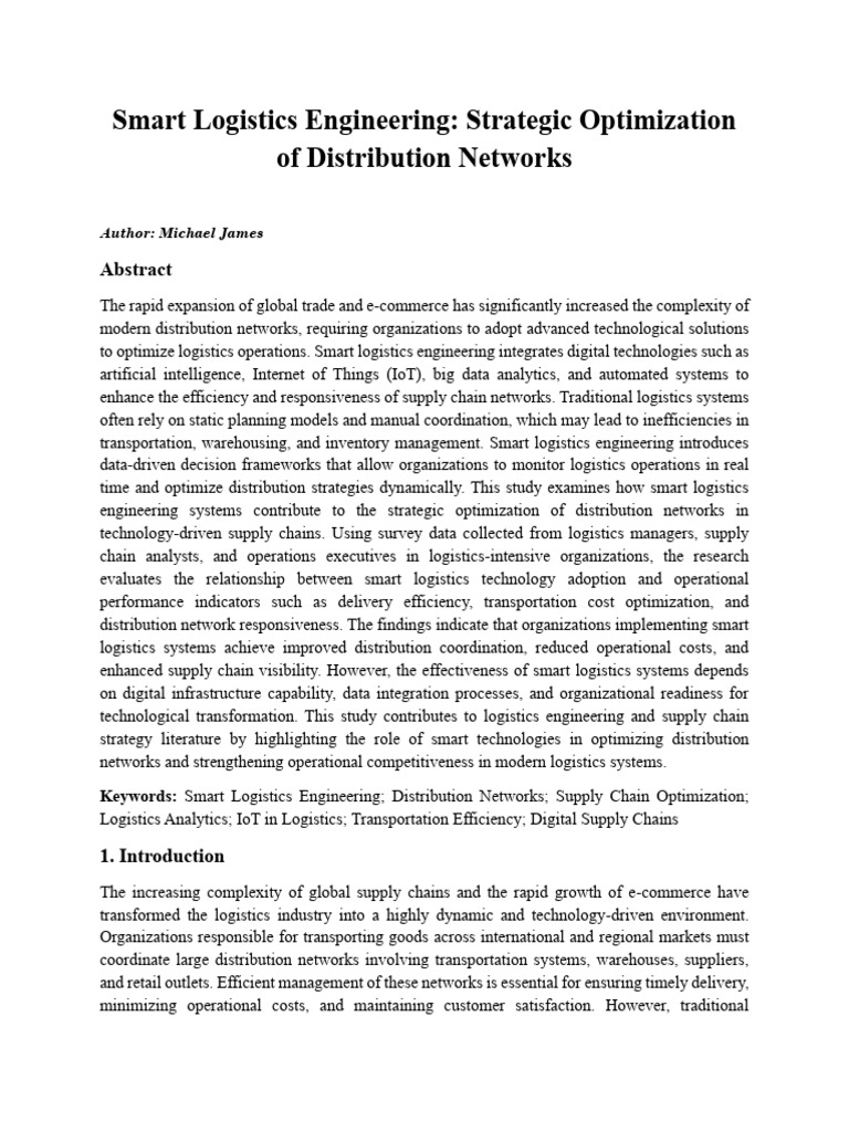 Smart Logistics Engineering Strategic Optimizationof Distribution ...