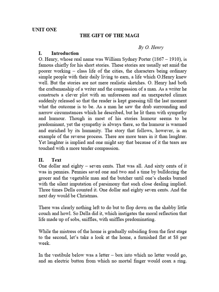 The Gift of The Magi | PDF | O. Henry