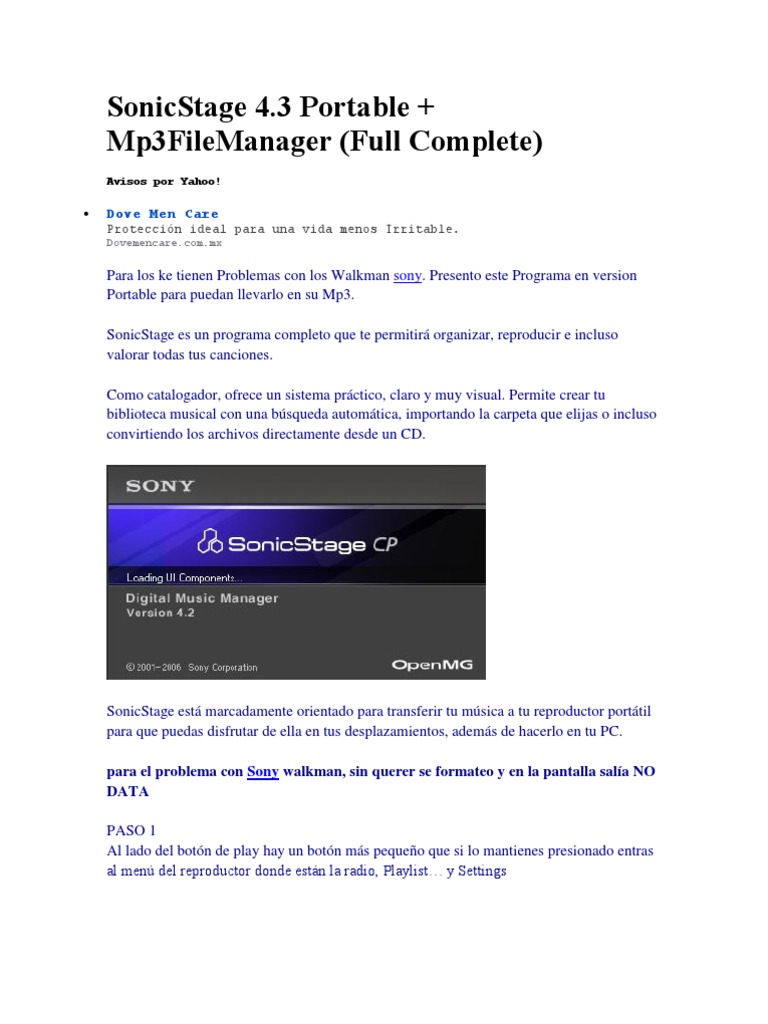 SonicStage 4.3 para Walkman Sony | PDF