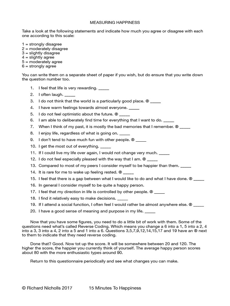 Happiness Questionnaire | PDF