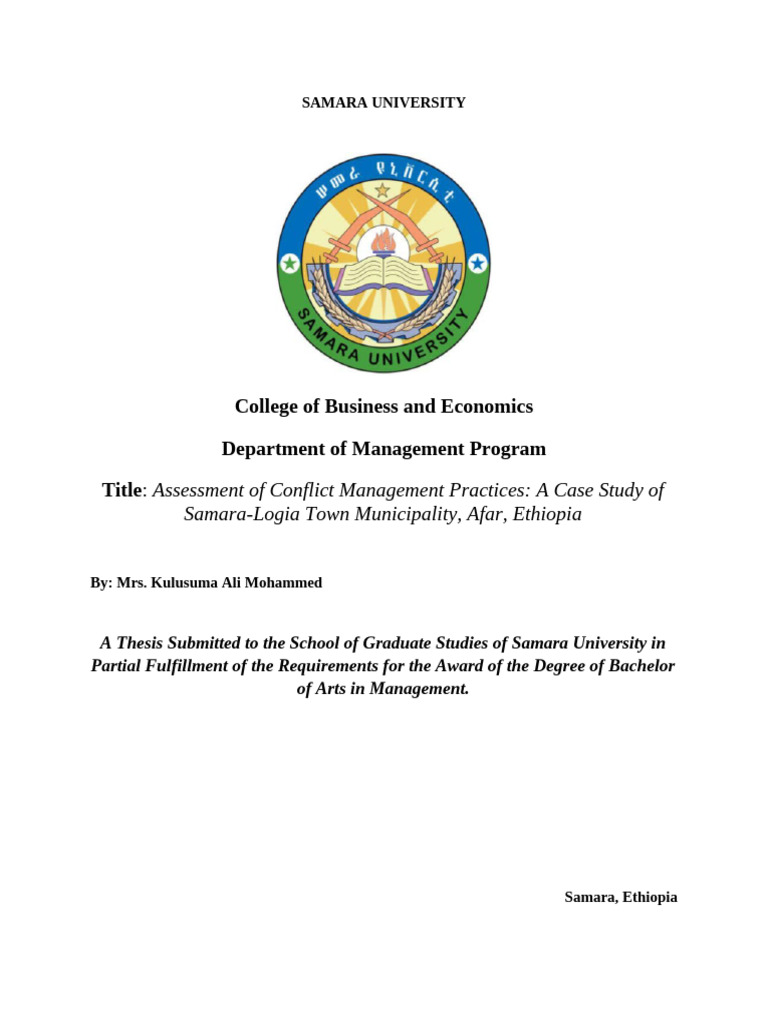 1 Assessment of Conflict Management Practices in Samara Logia Town | PDF
