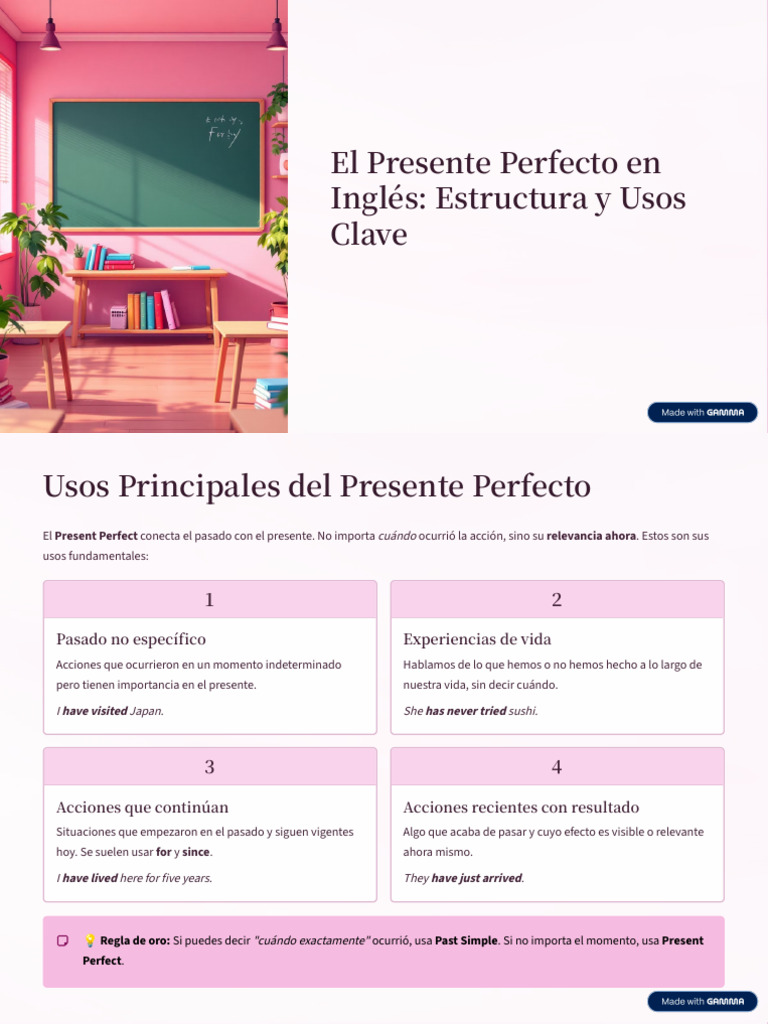 El Presente Perfecto en Ingles Estructura y Usos Clave | PDF
