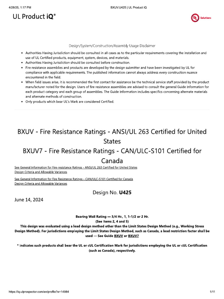 Bxuv.u425 - Ul Product Iq | PDF