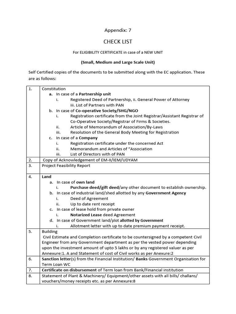 Ec Checklist | PDF