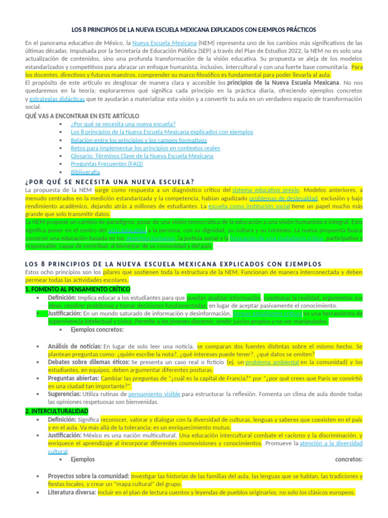 Los 8 Principios de La Nueva Escuela Mexicana Explicados Con Ejemplos ...