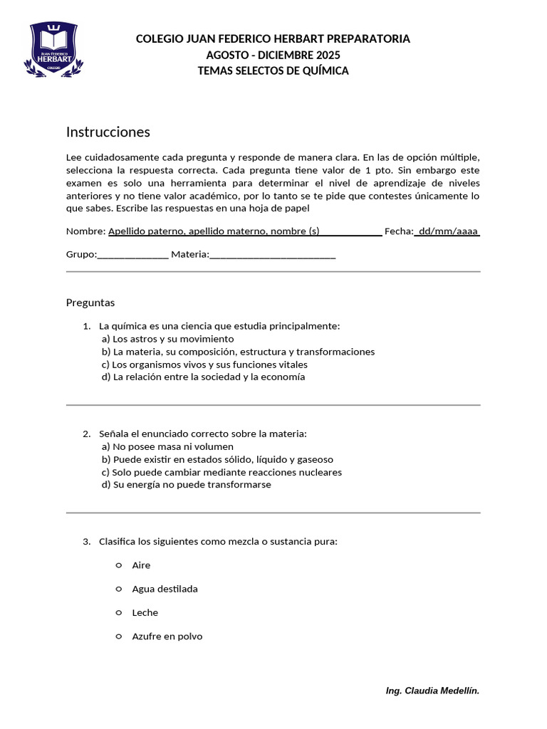 Exámen Diagnostico TSQ | PDF