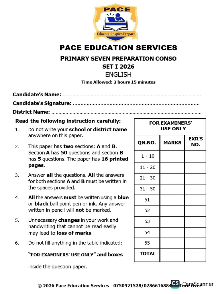 Pace Eng Conso Set (2026) - 1 | PDF