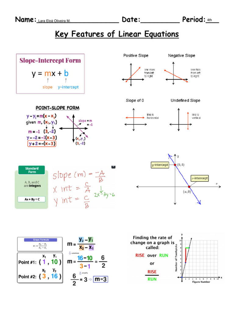 Key Features of A Linear Equations Examples | PDF