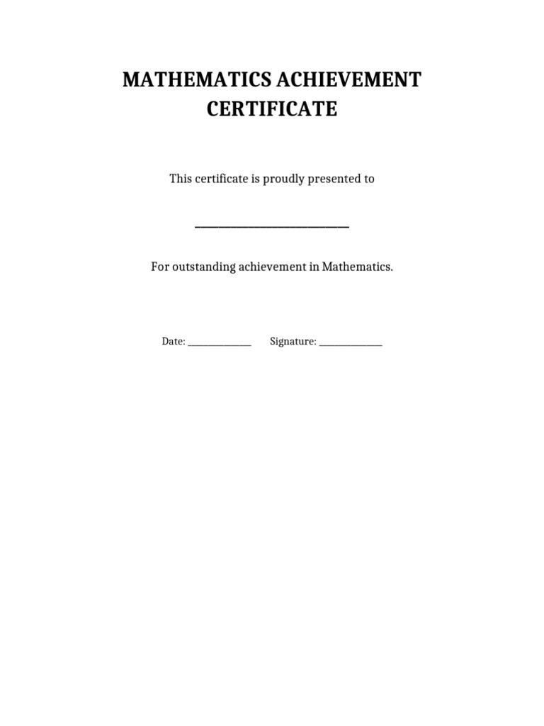 Math Certificate | PDF
