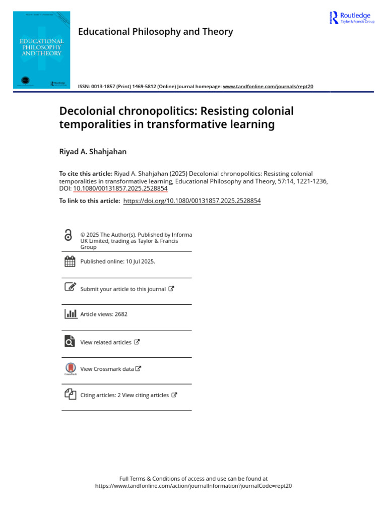 Decolonial Chronopolitics Resisting Colonial Temporalities in ...
