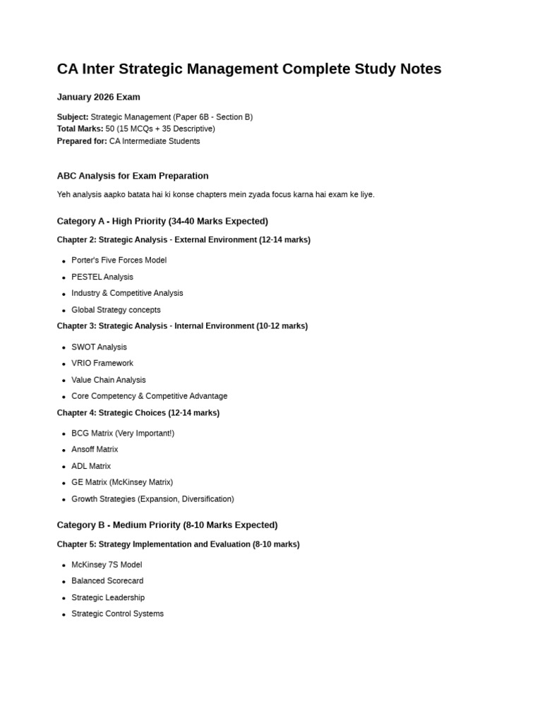 CA Inter SM Notes Jan2026 | PDF