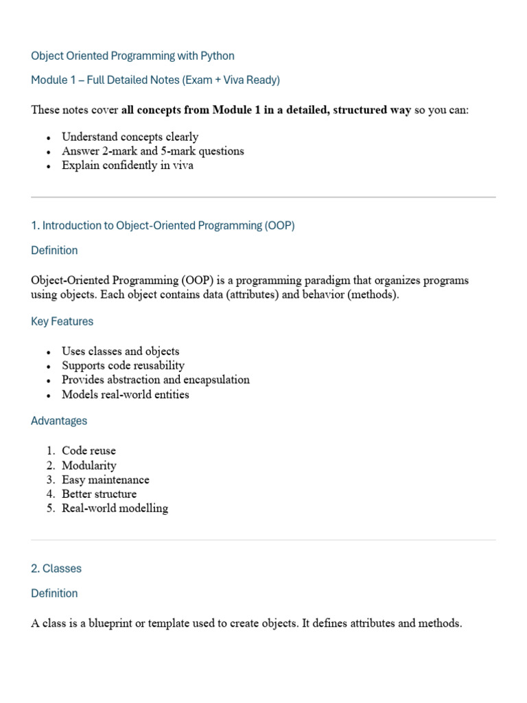 Module 1 Viva | PDF