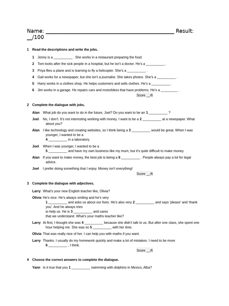 GI A2 U7 Test Higher Word | PDF