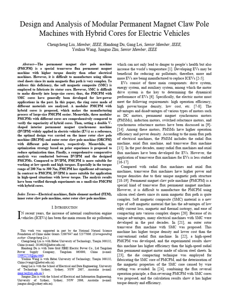 Design and Analysis of Modular Permanent Magnet Claw Pole Machines With ...
