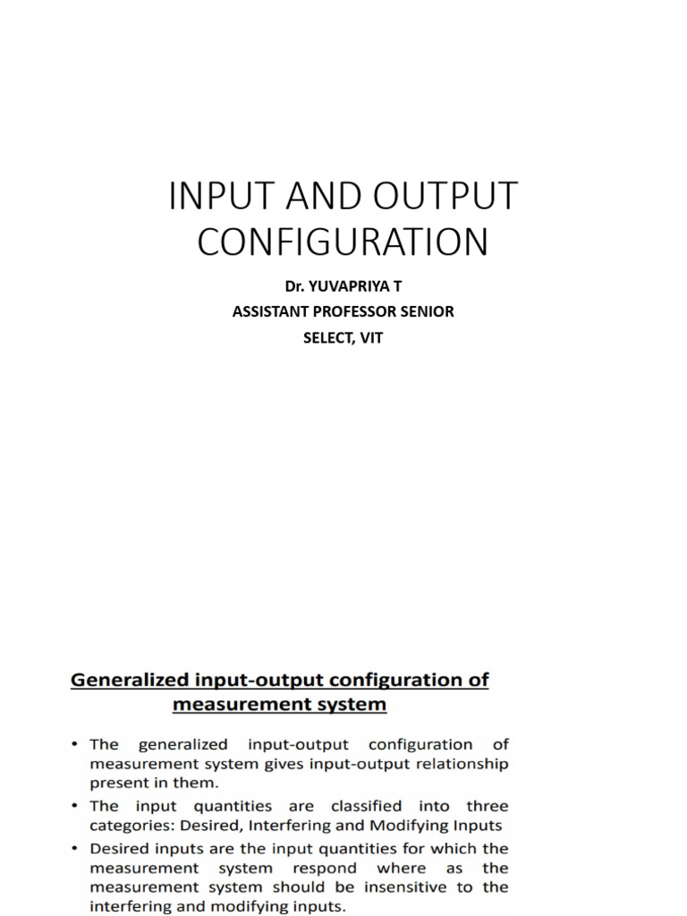 Input Output Configuration | PDF