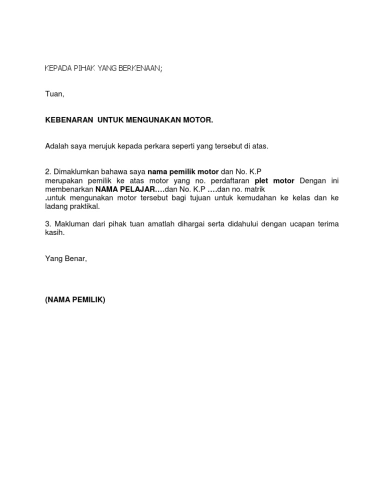 Kepada Pihak Yang Berkenaan