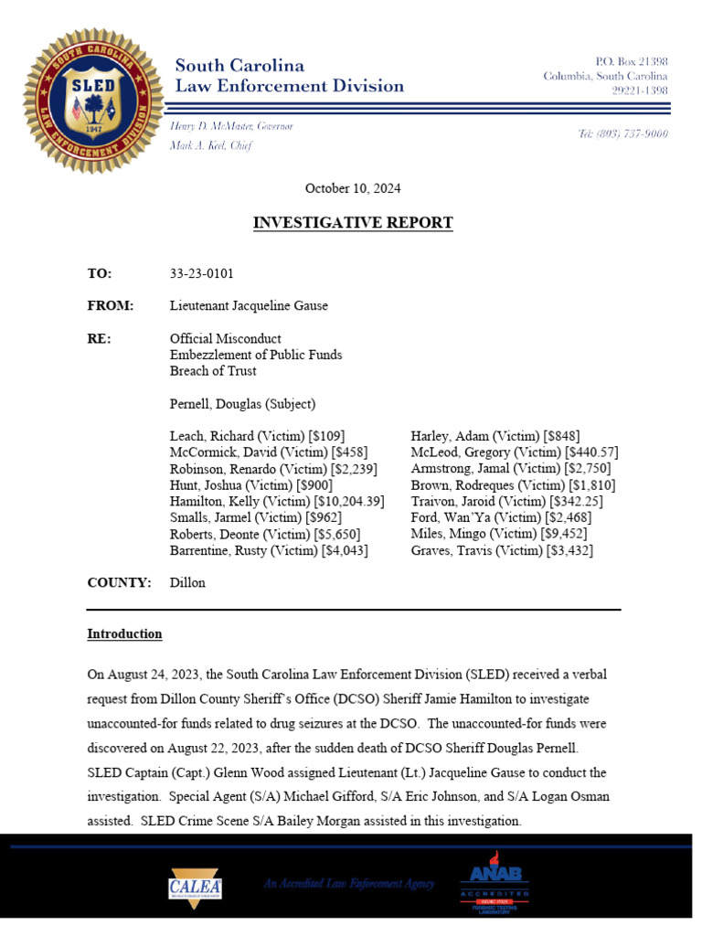 SLED's Investigation Report | PDF