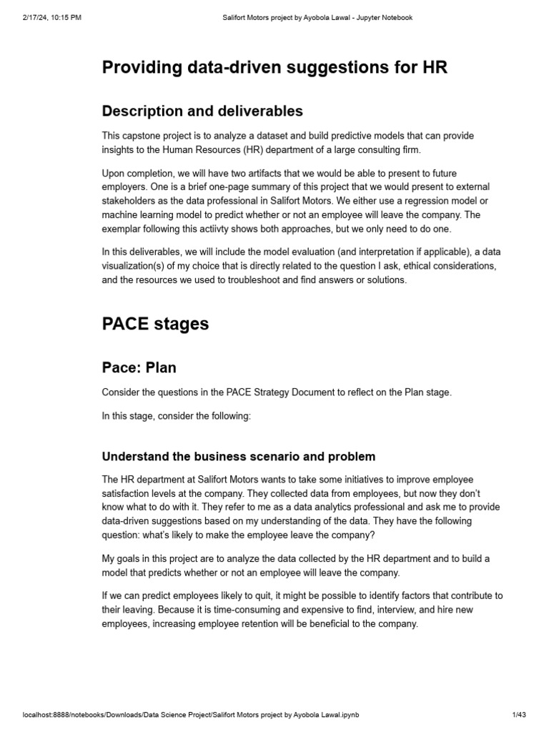 Machine Learning Algorithms For HR Data | PDF