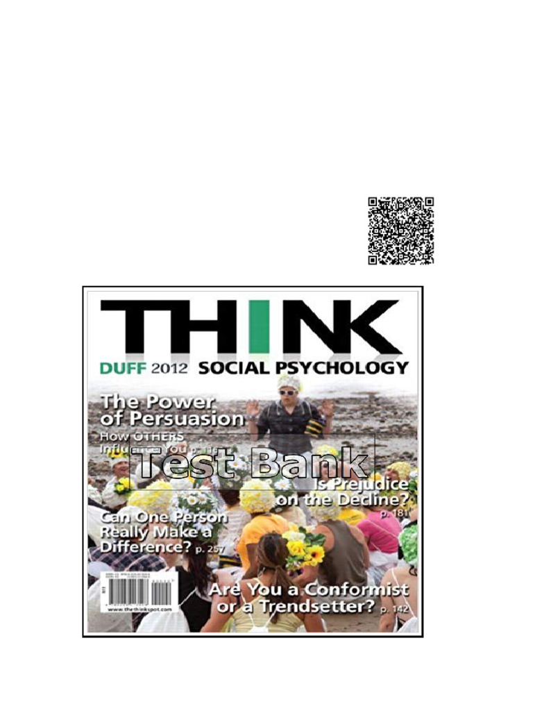 THINK Social Psychology 2012 Edition 1st Edition Duff Test Bank | PDF