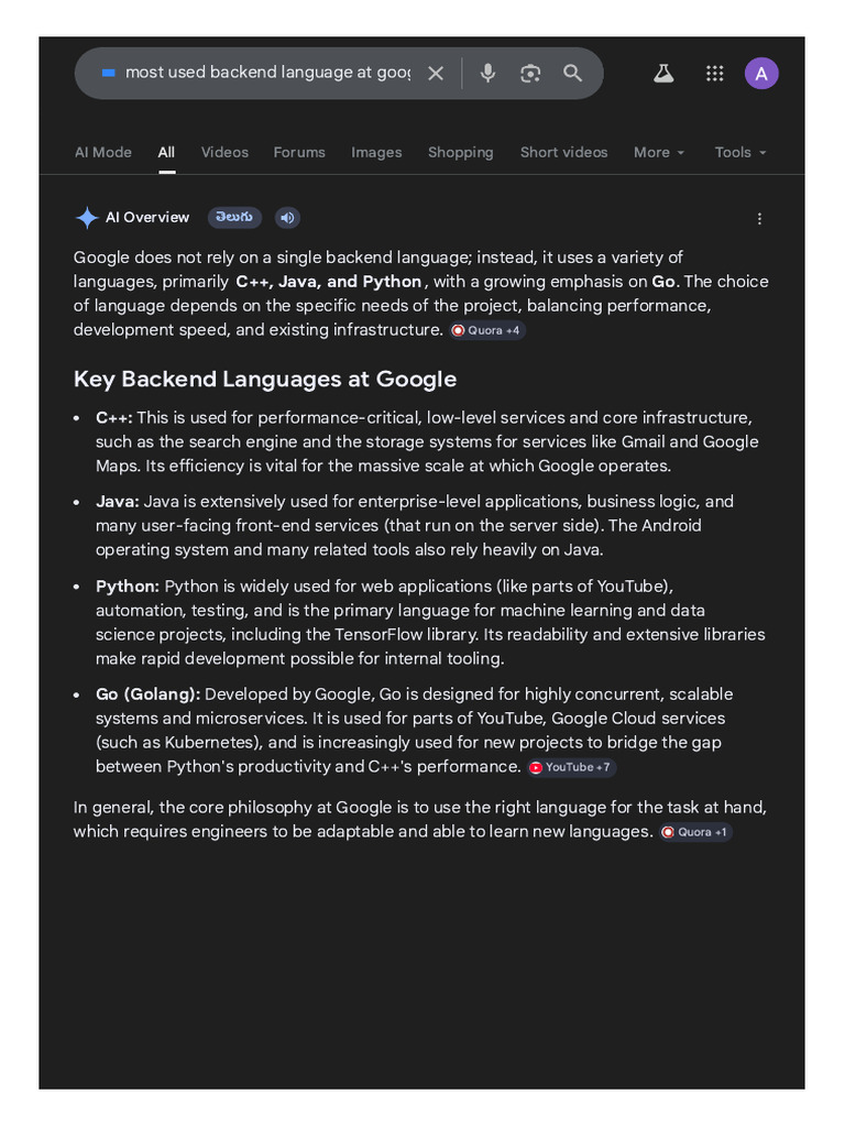 Most Used Backend Language at Google - Google Search | PDF | Artificial ...