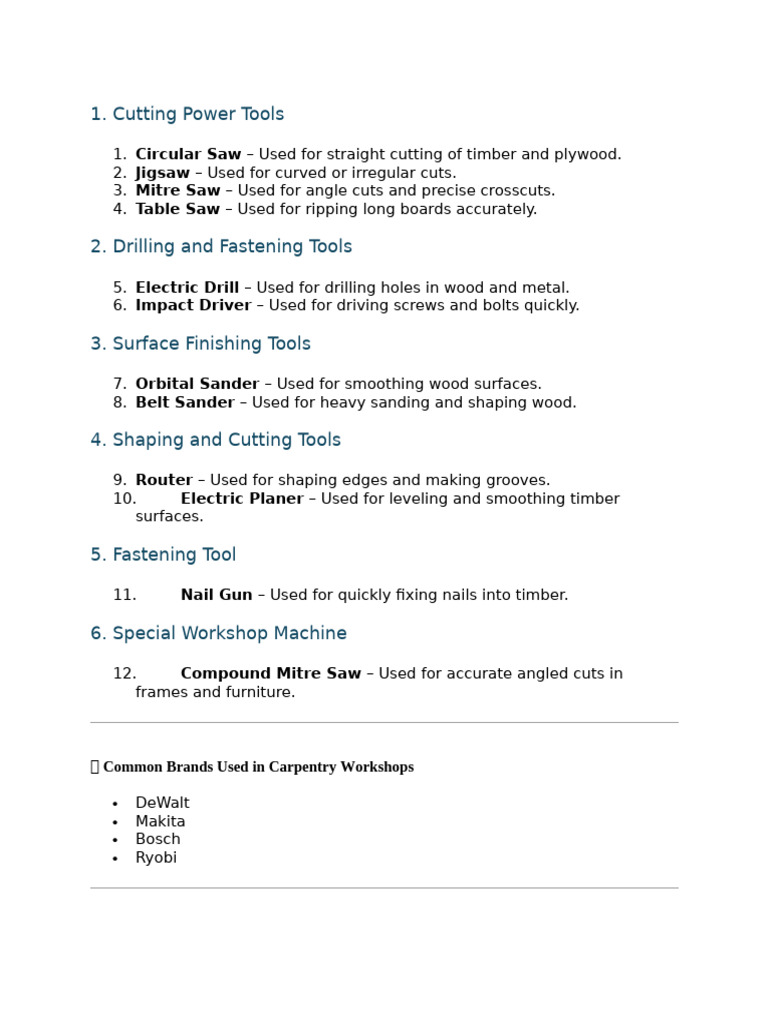 Names of Power Tools | PDF