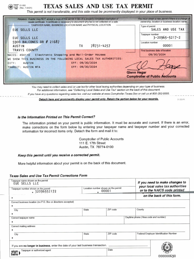 Seller Permit Original Document | PDF