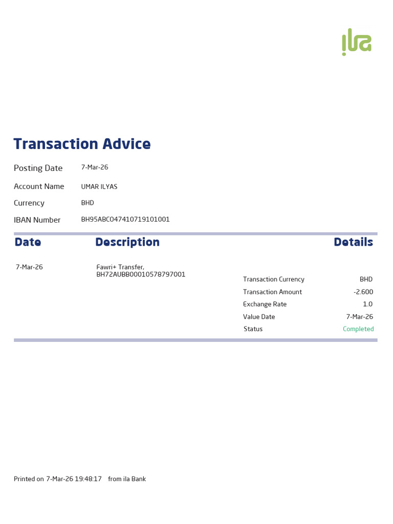 Transaction BH95ABCO47410719101001 ABCO260307118147 | PDF