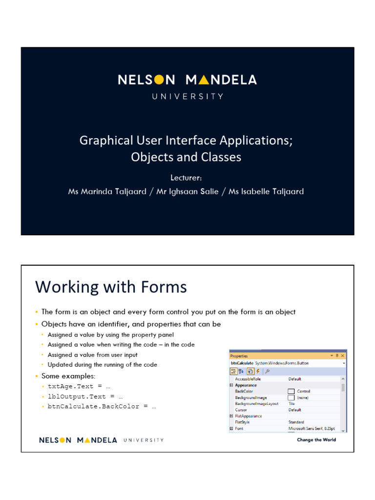 Lecture 02a - GUI Objects and Classes | PDF | C Sharp (Programming ...