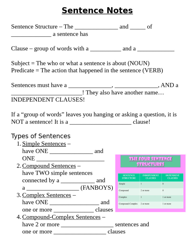 Sentence Notes | PDF