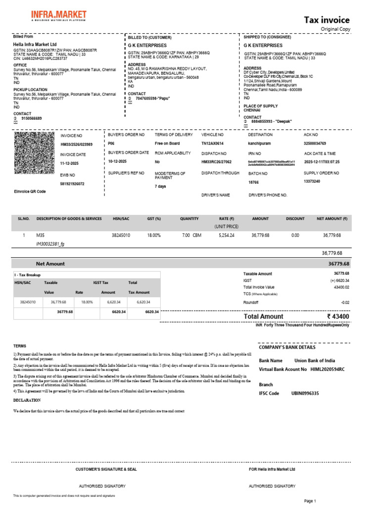 FO4367077 Tax Invoice RMC | PDF