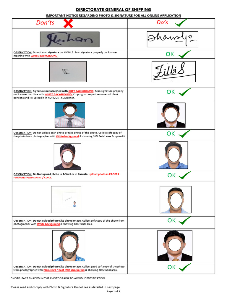 Notice On Photo and Signatures For COC | PDF | Headgear | Image Scanner