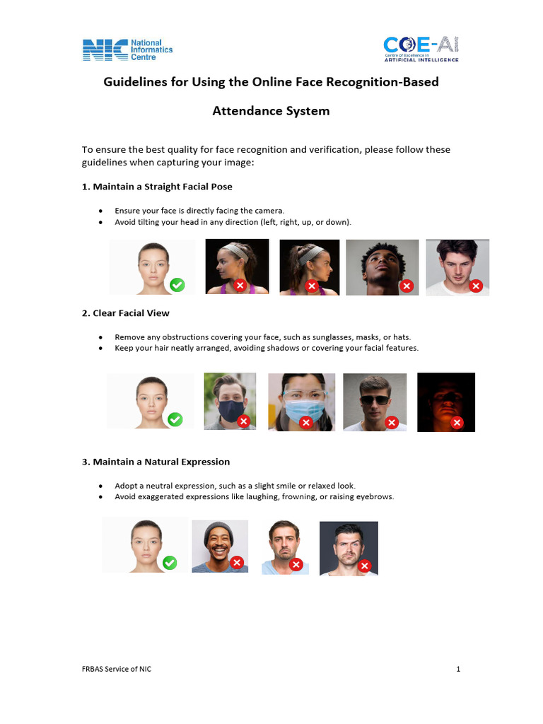 Guidelines For Using The Online Face Recognition | PDF