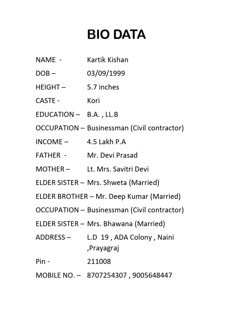 bIO DATA | PDF