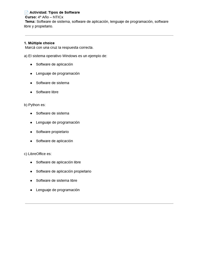 Actividades Software | PDF
