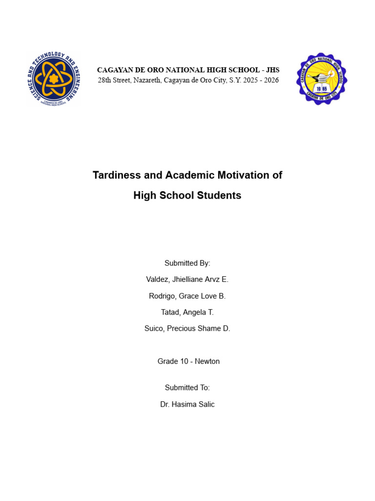 Tardiness and Academic Motivation of High School Students | PDF
