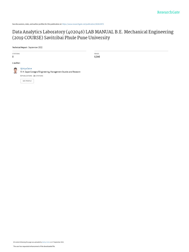 Data Analytics Manual BEMechanical SPPU2019 COURSE | PDF