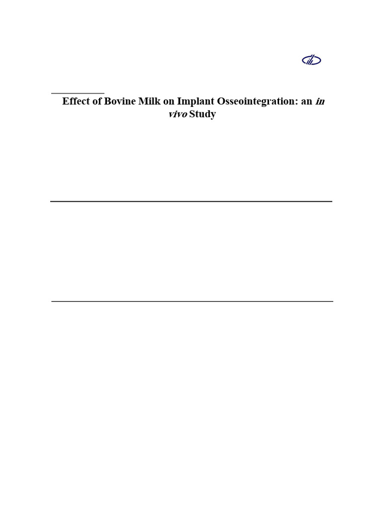 Effect of Bovine Milk On Implant Osseointegration An in | PDF