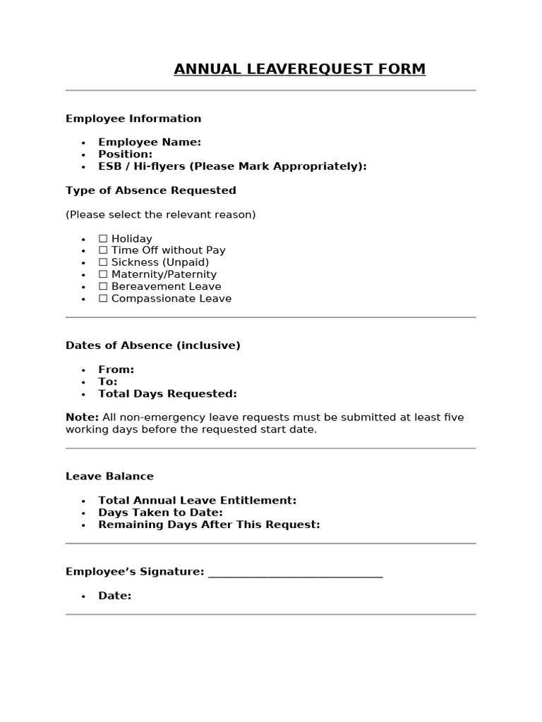 Holiday Request Form 2025 | PDF