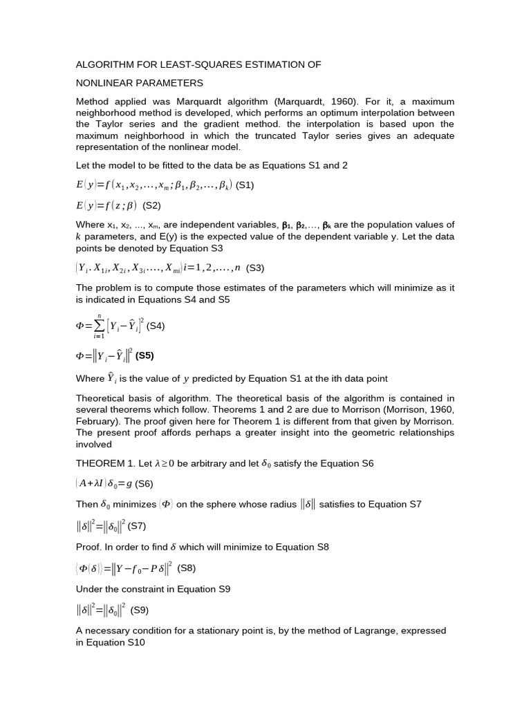 Marquardt Algorithm | PDF