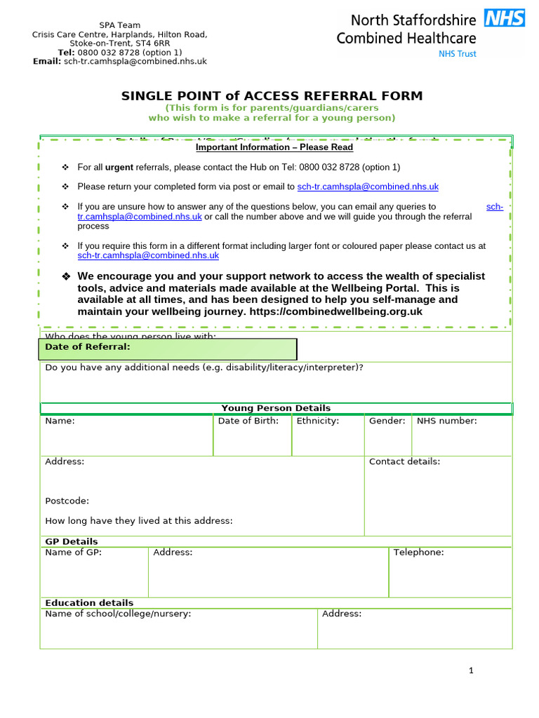 AAAT Young Person - Home Referral Form | PDF