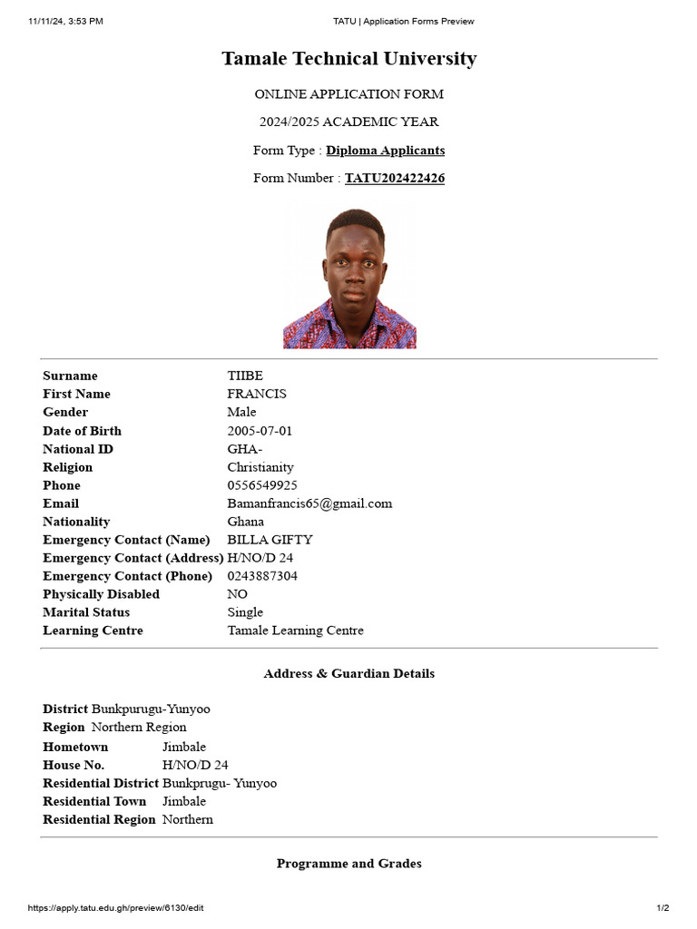TATU - Application Forms Preview | PDF