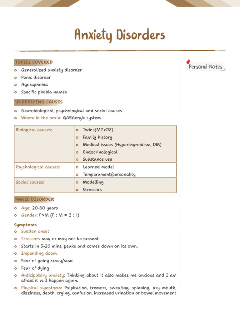Ch.1 (Anxiety Disorders) | PDF | Anxiety Disorder | Generalized Anxiety ...