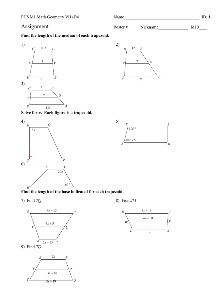 W14D4 Student Trapezoid Pt2 | PDF | Area | Geometry