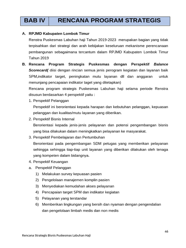 Bab Iv - Rencana Program Strategis | PDF