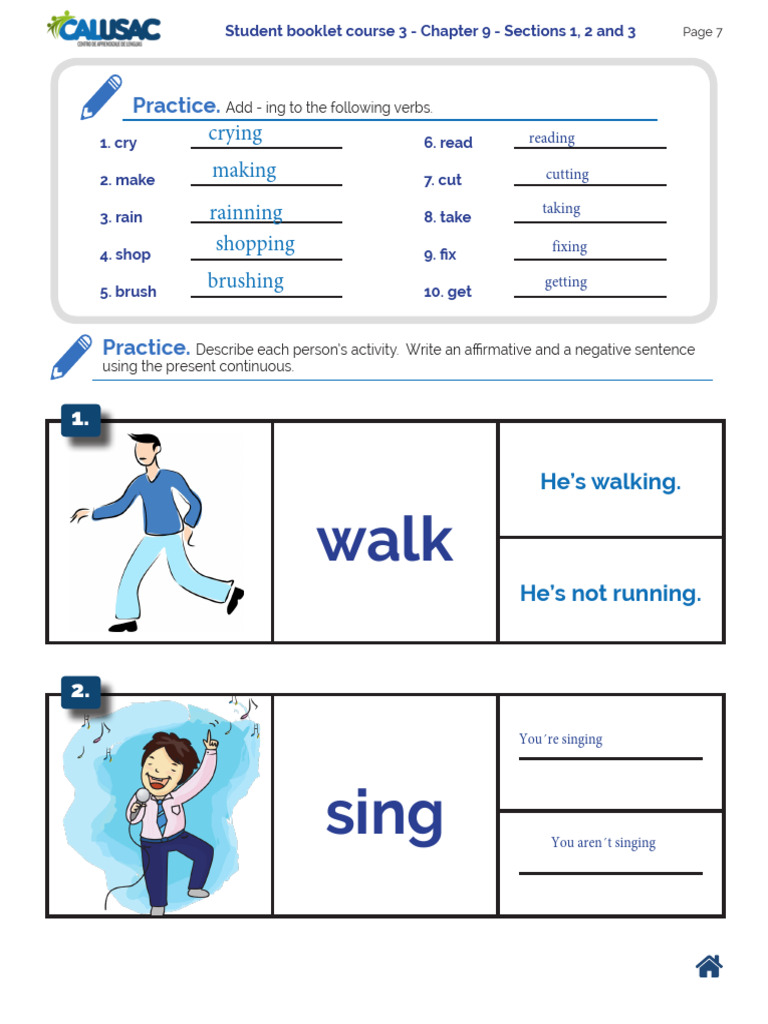 Present Continuous Practice | PDF