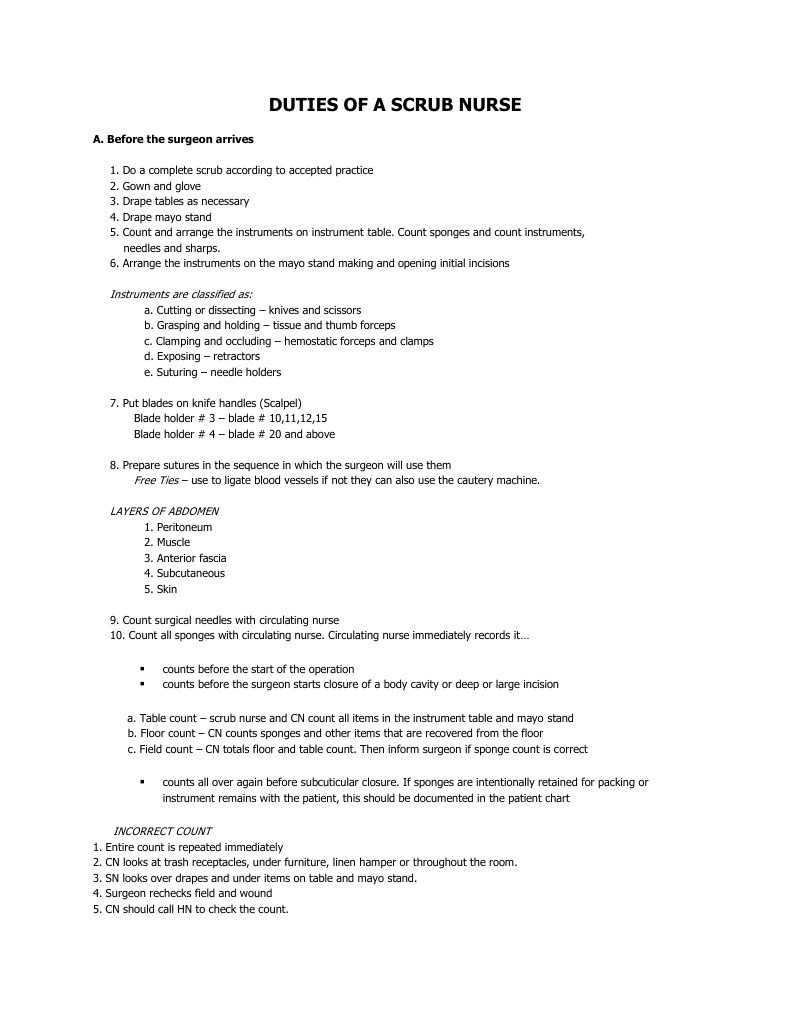 Duties of a Scrub Nurse Surgery Surgical Suture