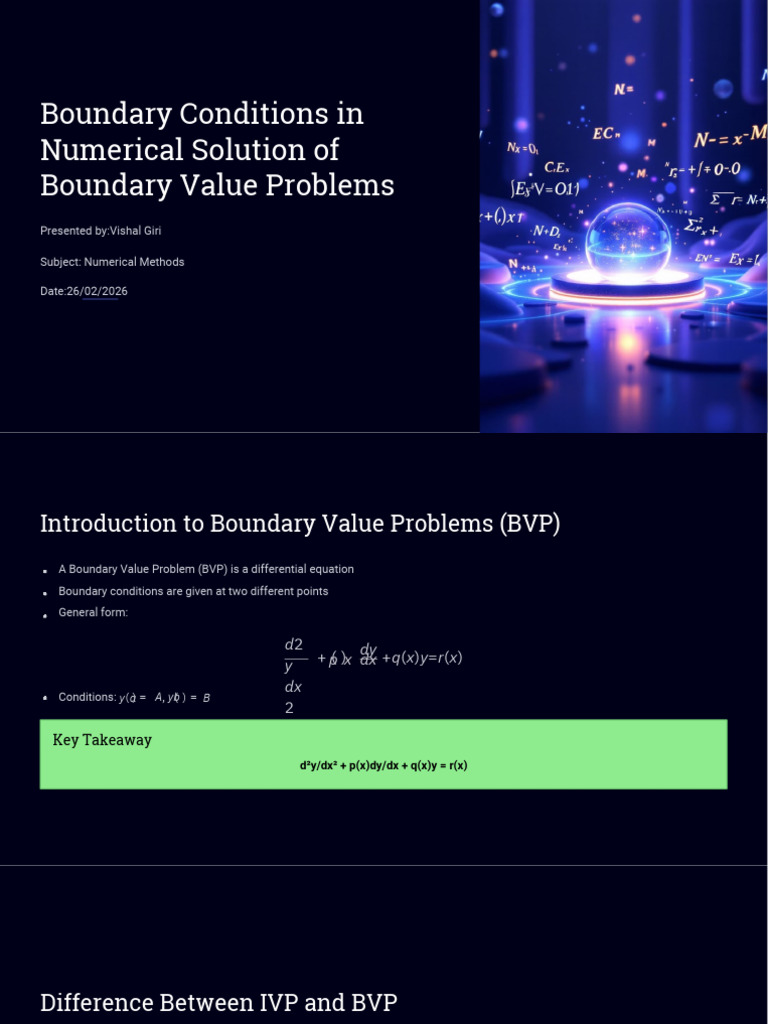 Numerical Method Presentation | PDF | Boundary Value Problem | Equations