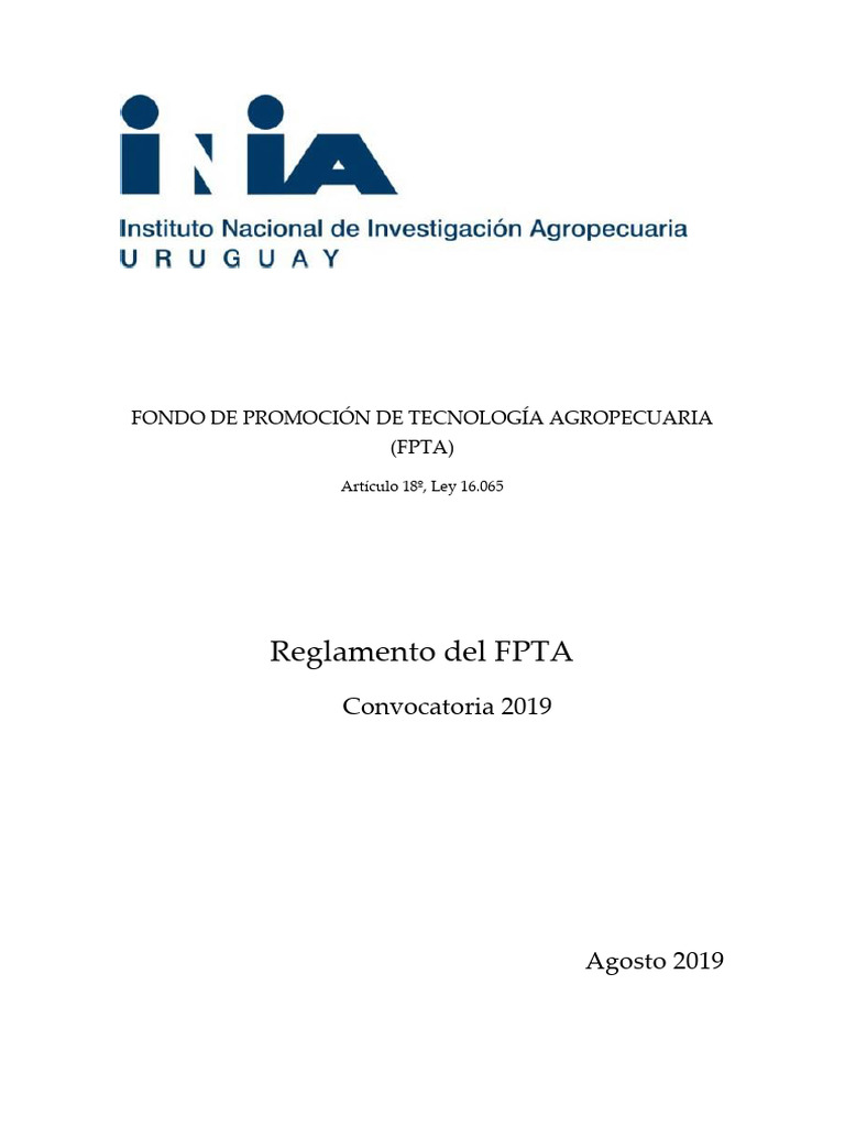 Reglamento Del FPTA 2019 | PDF